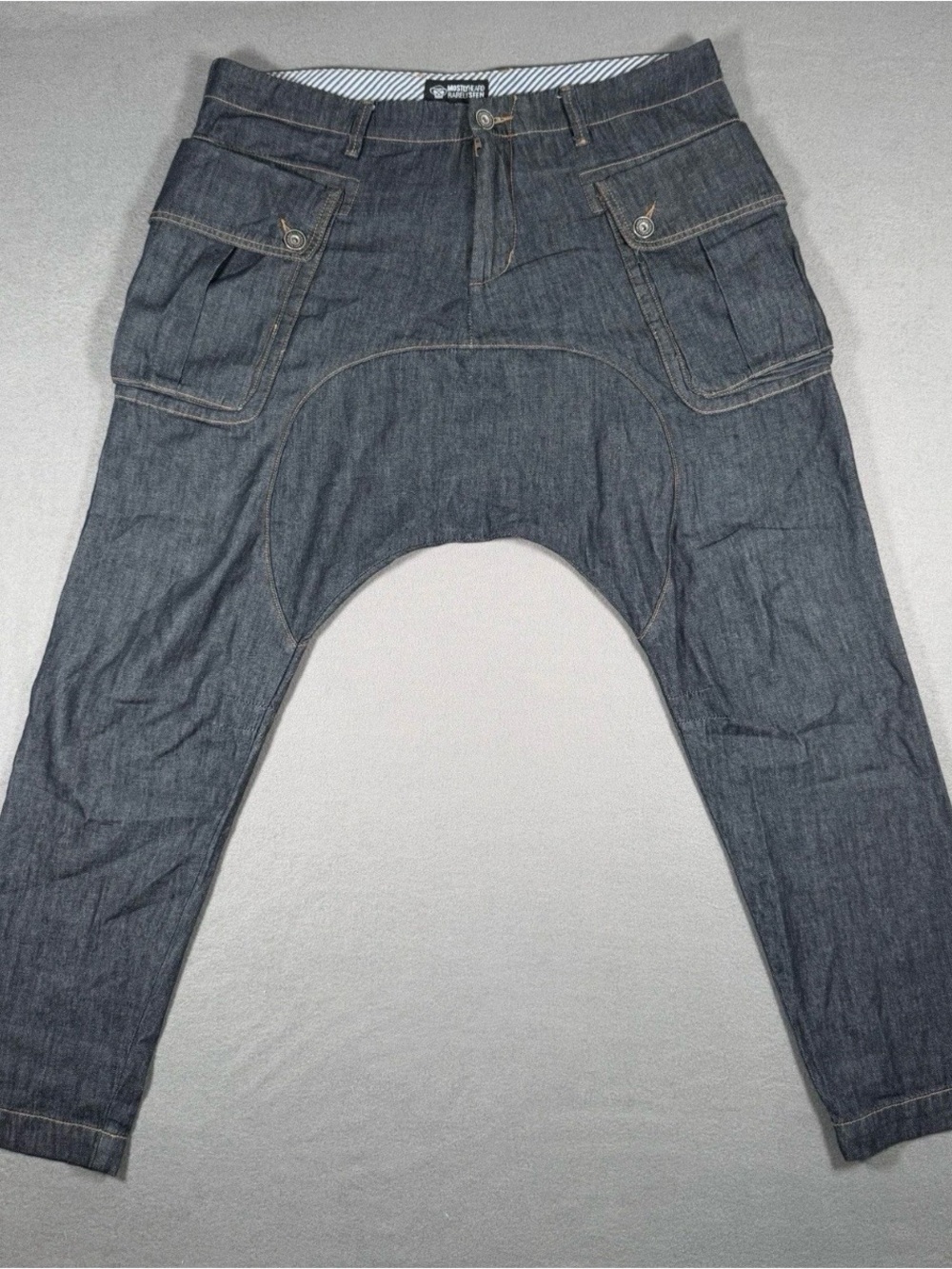 Mostly Heard Rarely Seen Dark Blue Marled Drop Crotch Pants